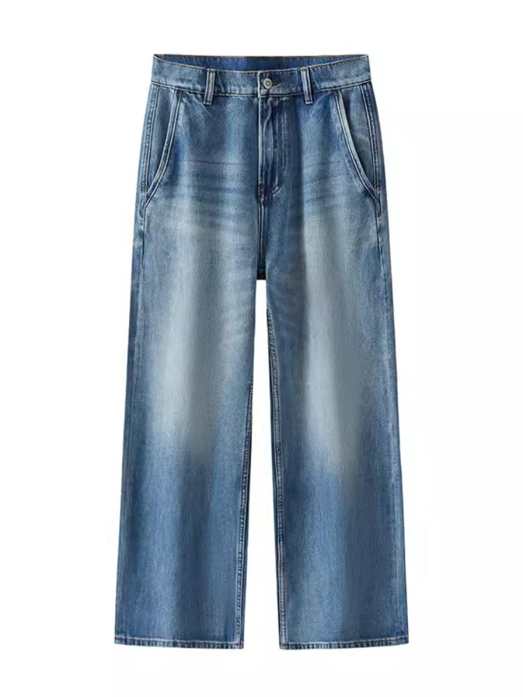 Retro-verwüstete weit geschnittene Jeans