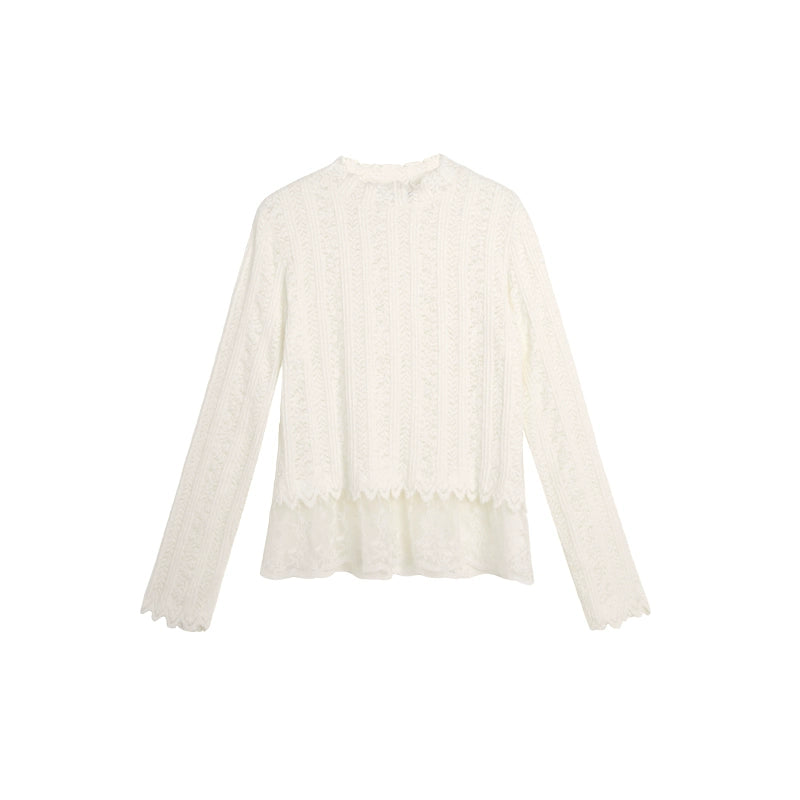 Cloud Lace Knit Long Sleeve Top