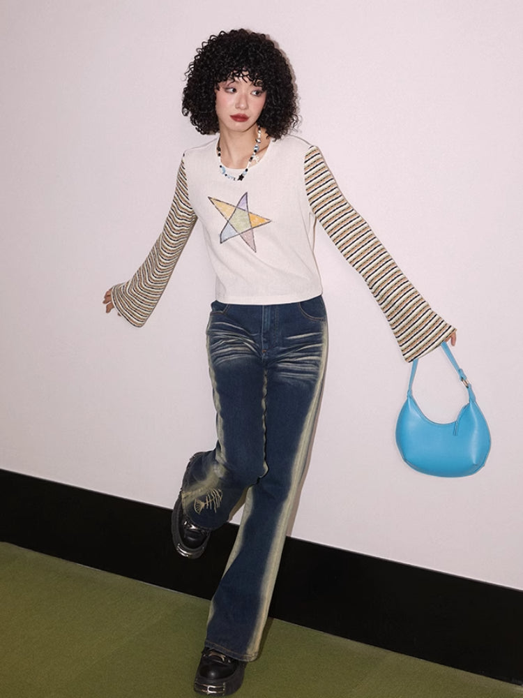 Gestreiftes Langarm-T-Shirt