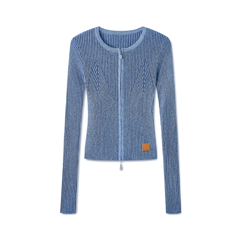 Wool Cropped Crew Neck Cardigan
