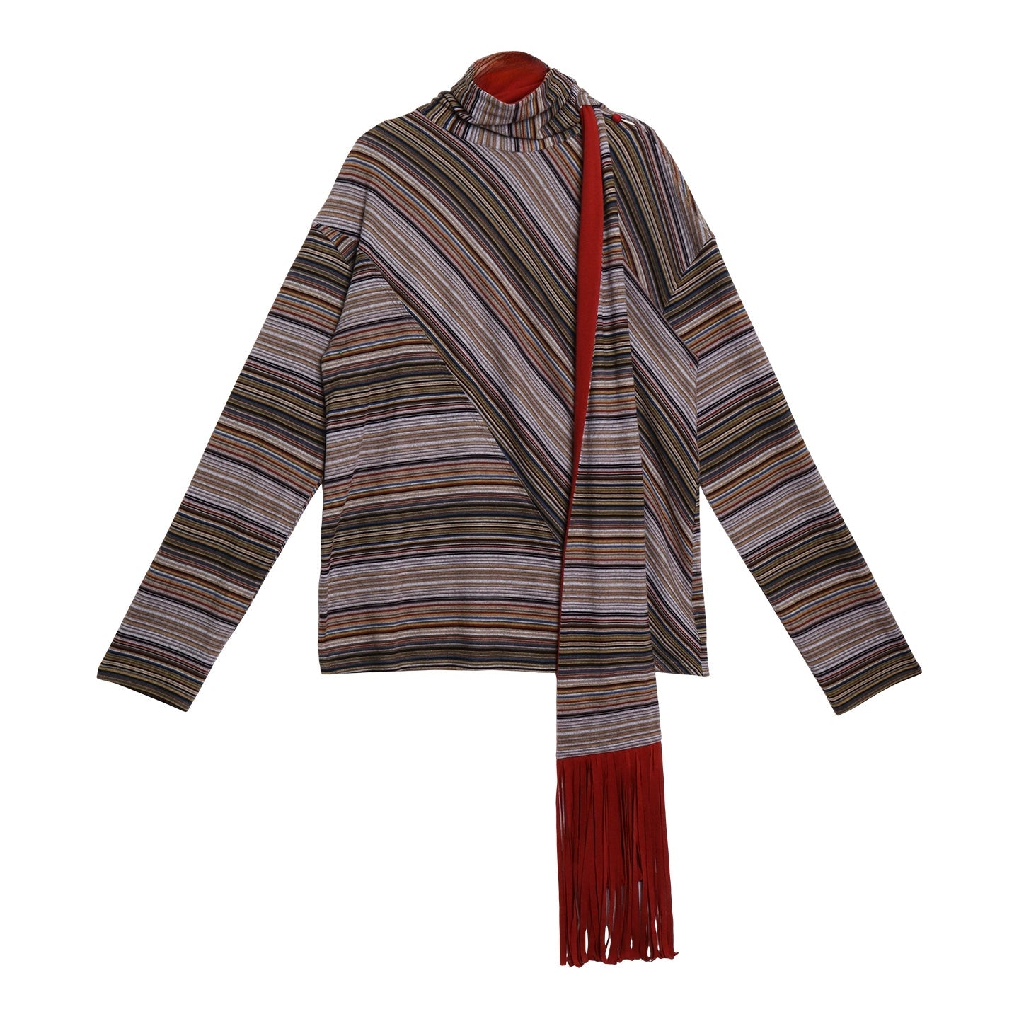 Striped Brushed Long-Sleeved Top