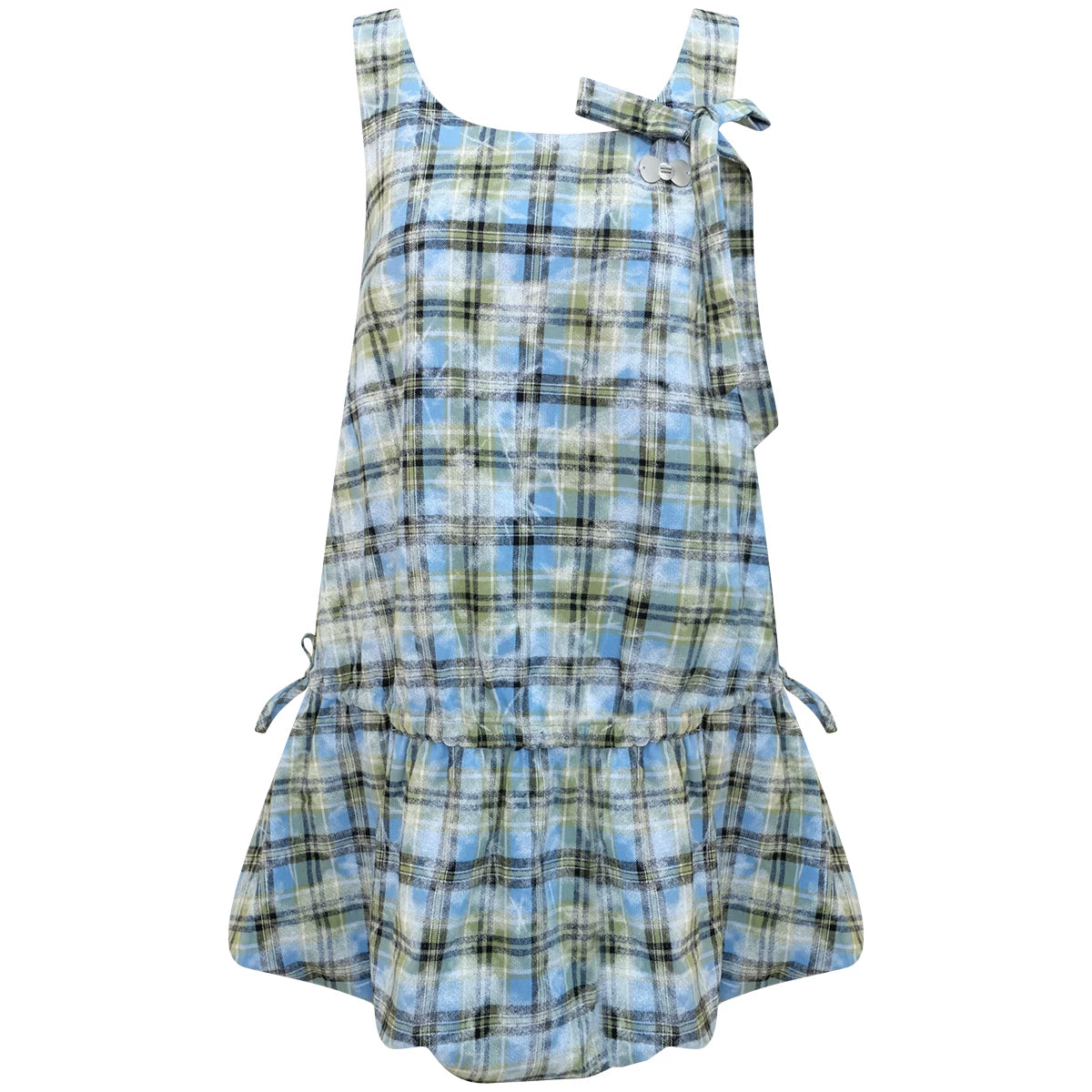 Limegrünes kariertes Kleid