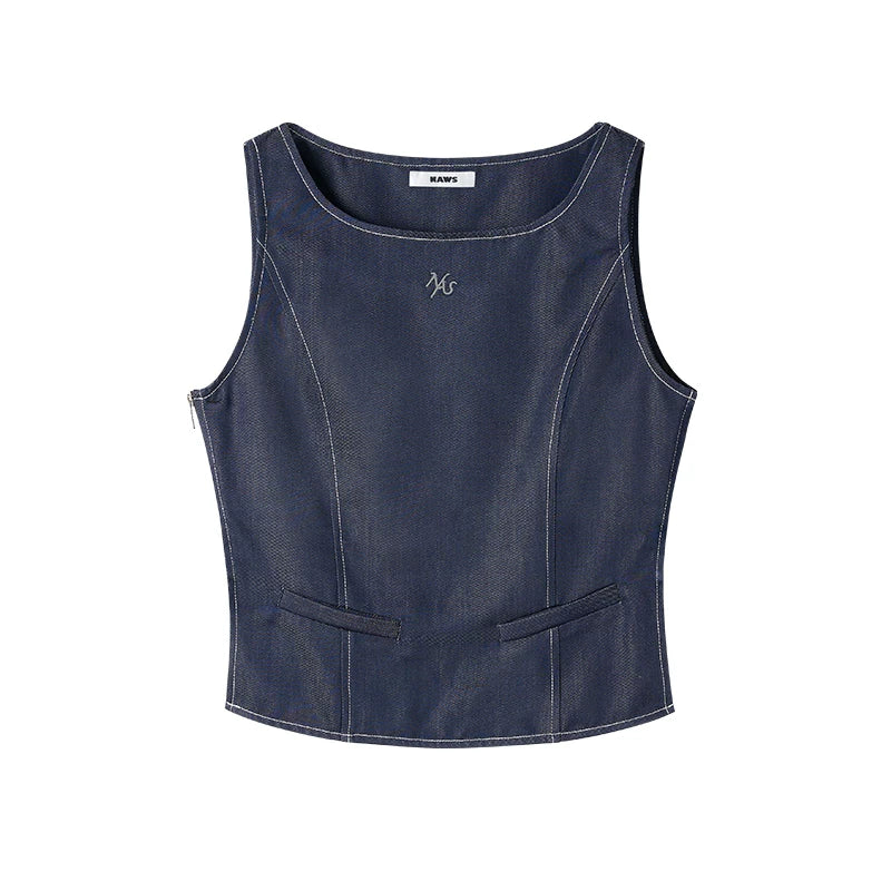 Backless Lyocell Denim Vest
