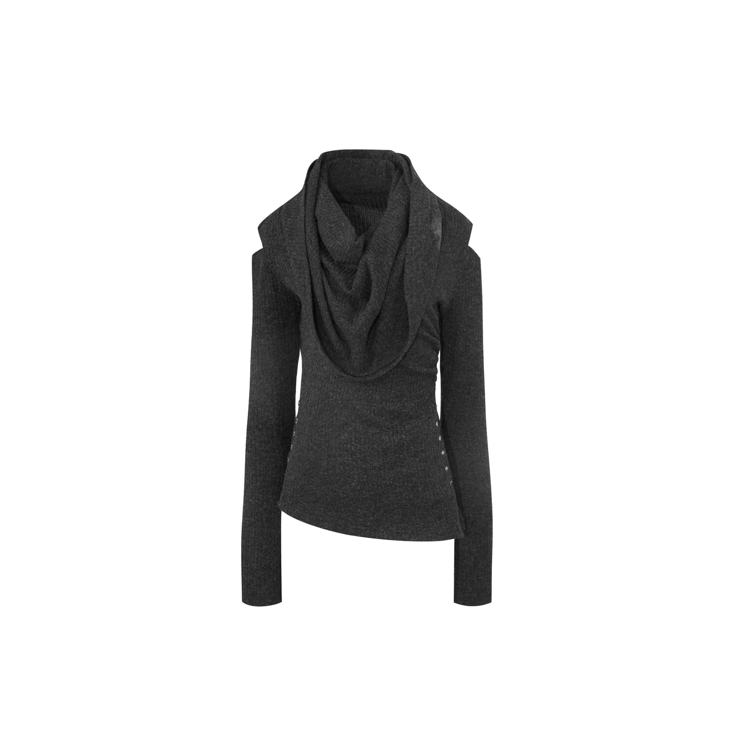 Kapuzenshirt mit einem Schulterträger aus Strick