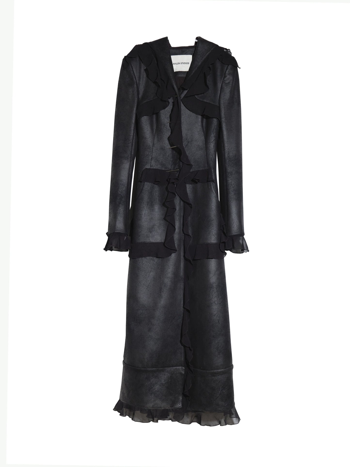 슬림 얇은 러플 엑스트라 롱 재킷