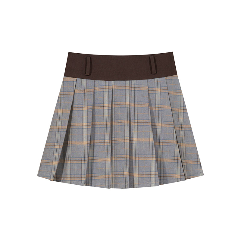 Plaid Pleated Skirt Set-Up