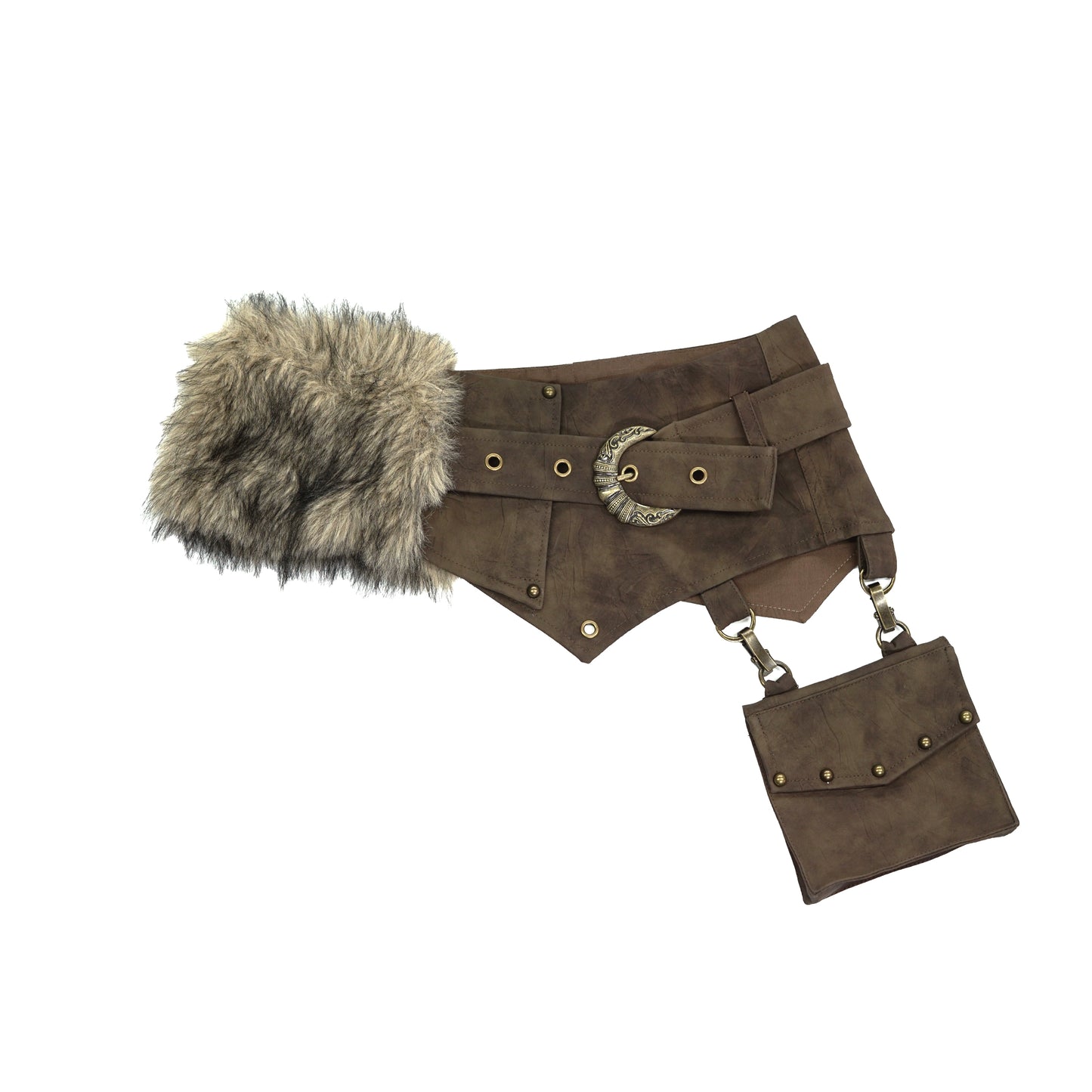 Leather Patchwork Fur Skirt Belt