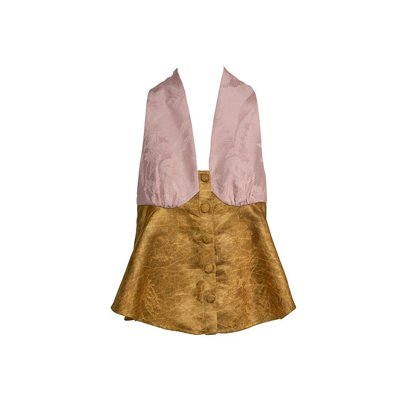 Pink Jacquard Backless Vest