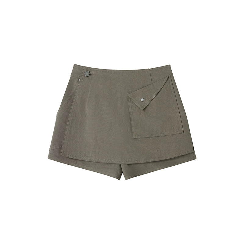 Cuffed Pockets A-Line Casual Cargo Shorts