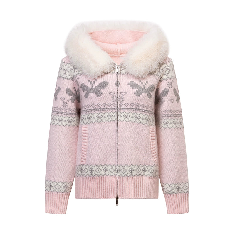 Pink Butterfly Hooded Cardigan
