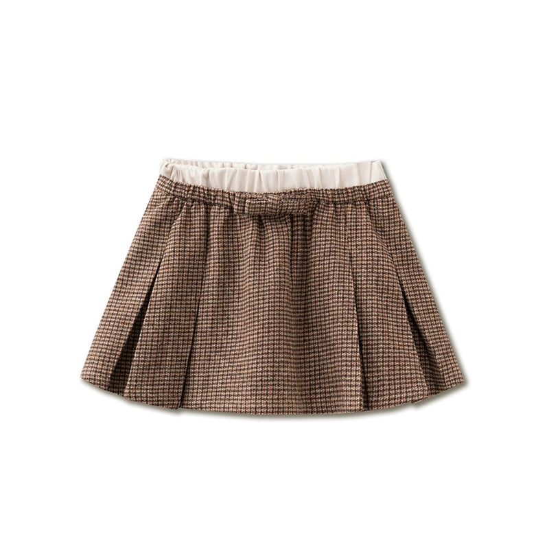 Double-Waist Design Houndstooth Skirt