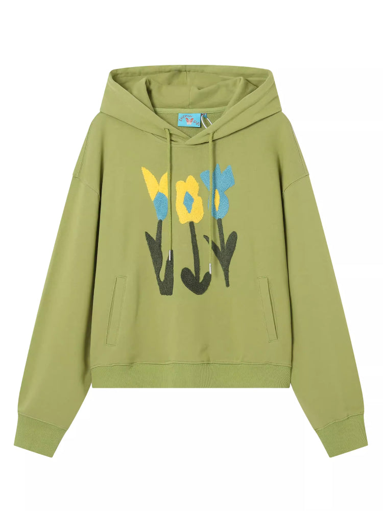 Hooded top embroidered sweatshirt