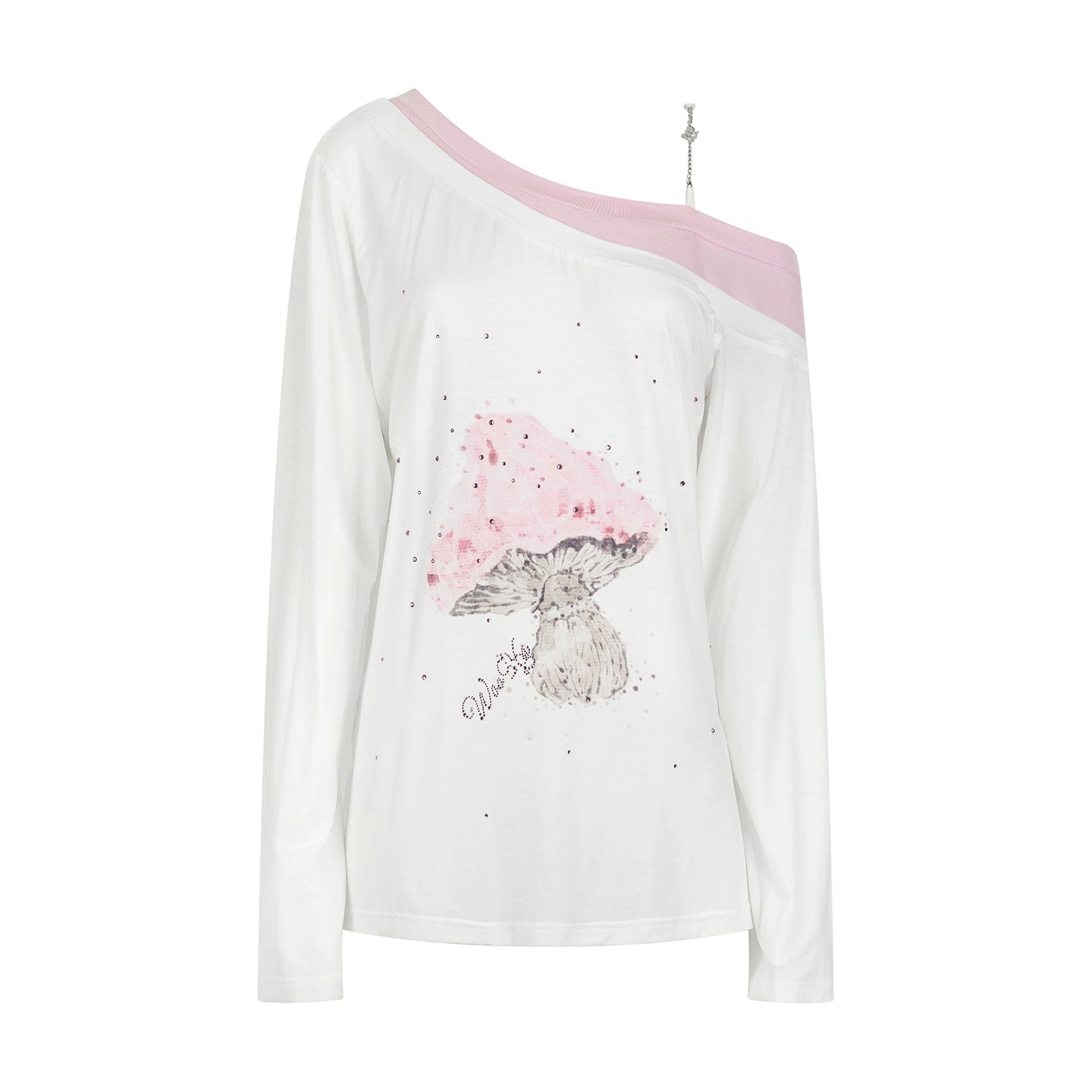 Mushroom Print Shoulder T-Shirt