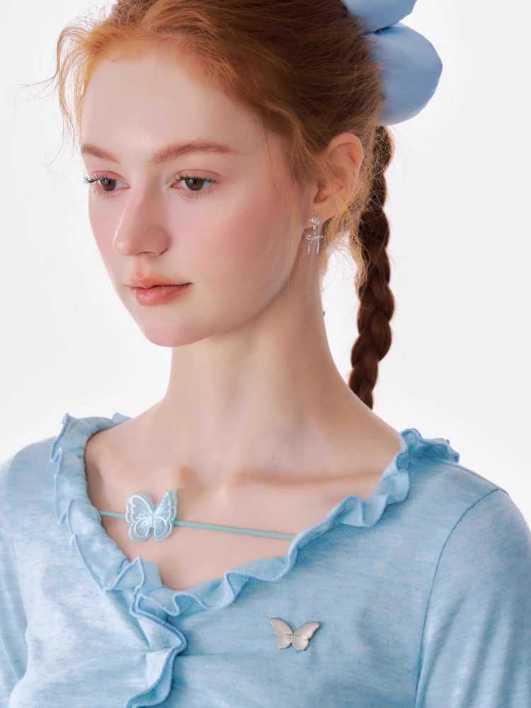 레이스 슬림 롱 슬리브 티셔츠