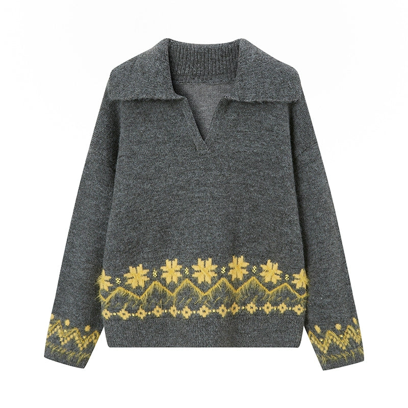 Fair Isle Beaded Sweater Top