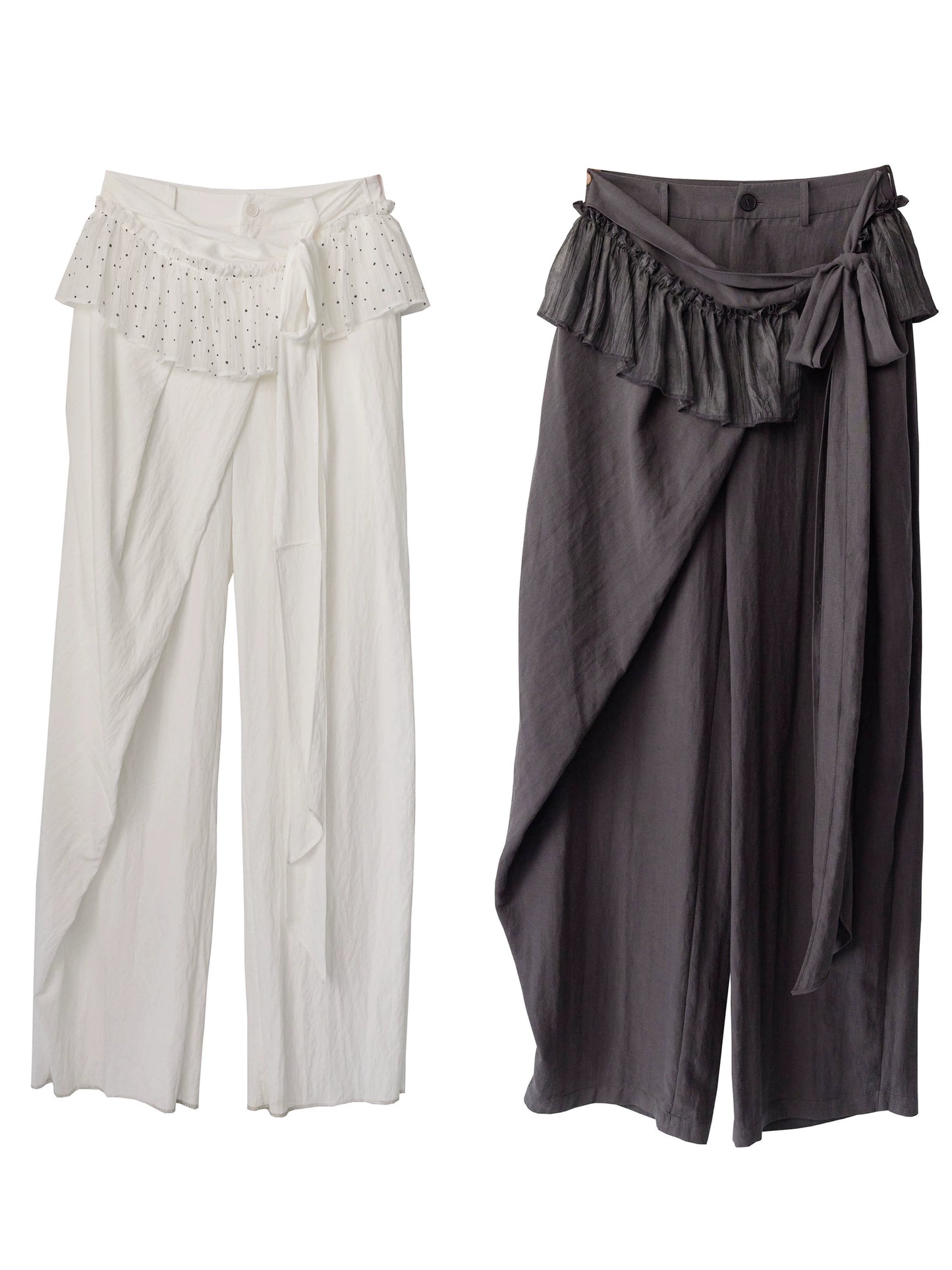 Lace Pleated Wide Leg Pants