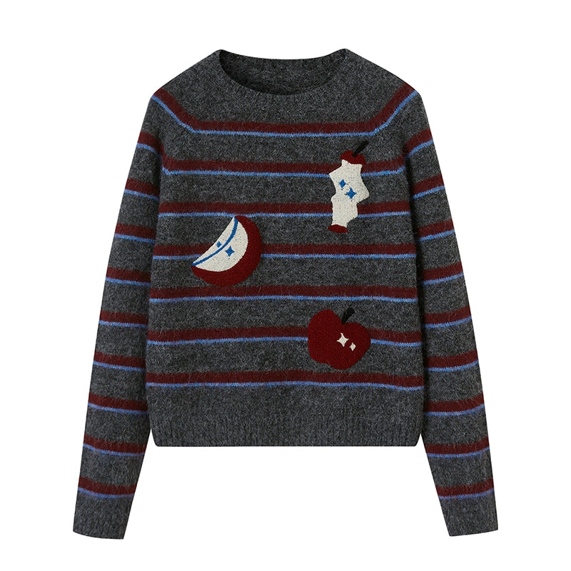 Vintage gestreifter lockerer Wintersweater