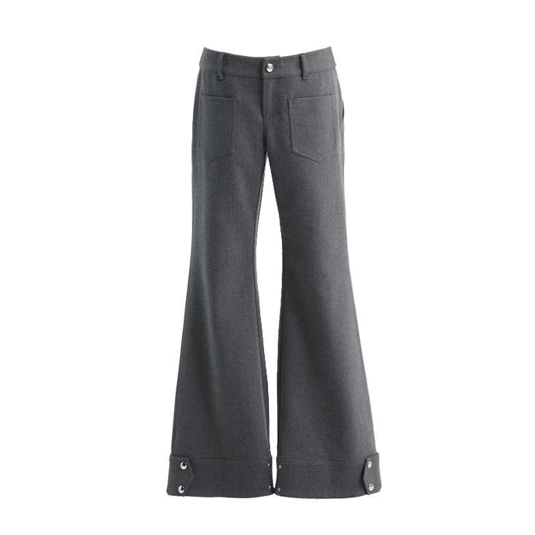 Gray Tapered Flared Pants