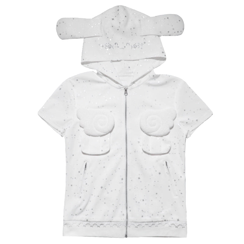 Silver Angel Wing Hoodie Top