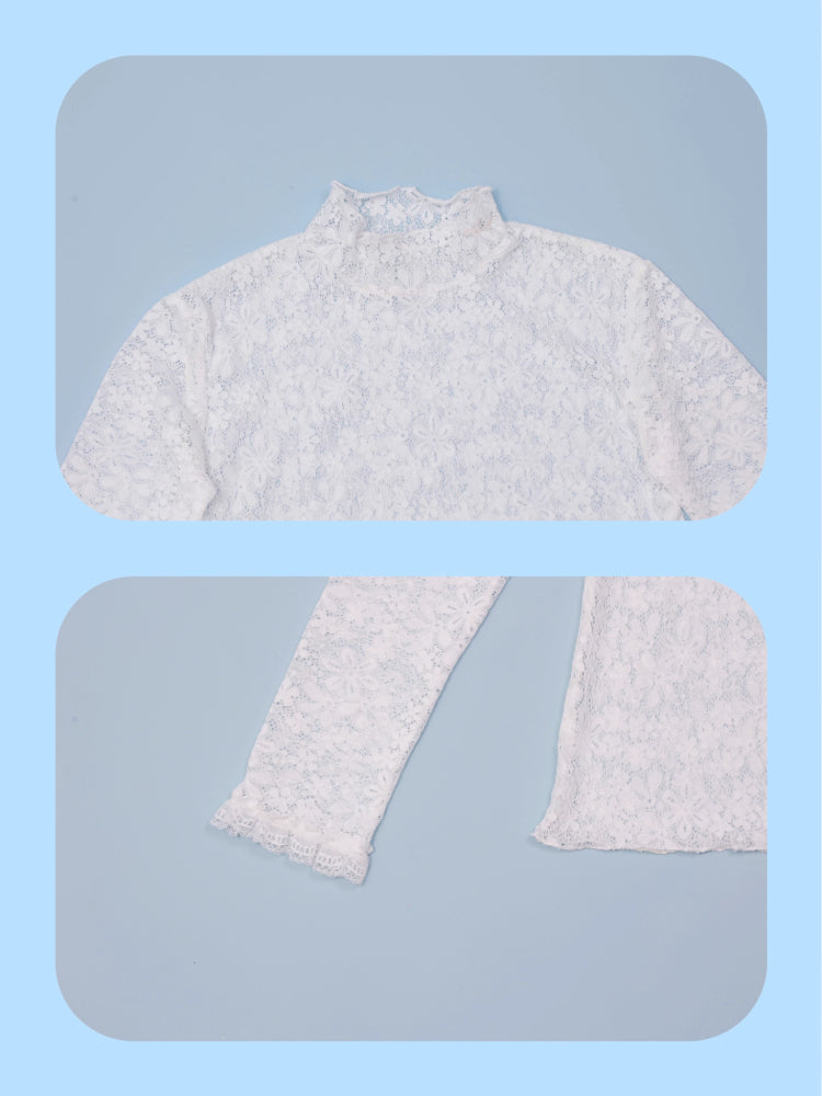 Mädchenhafte Spitzenblumenbluse