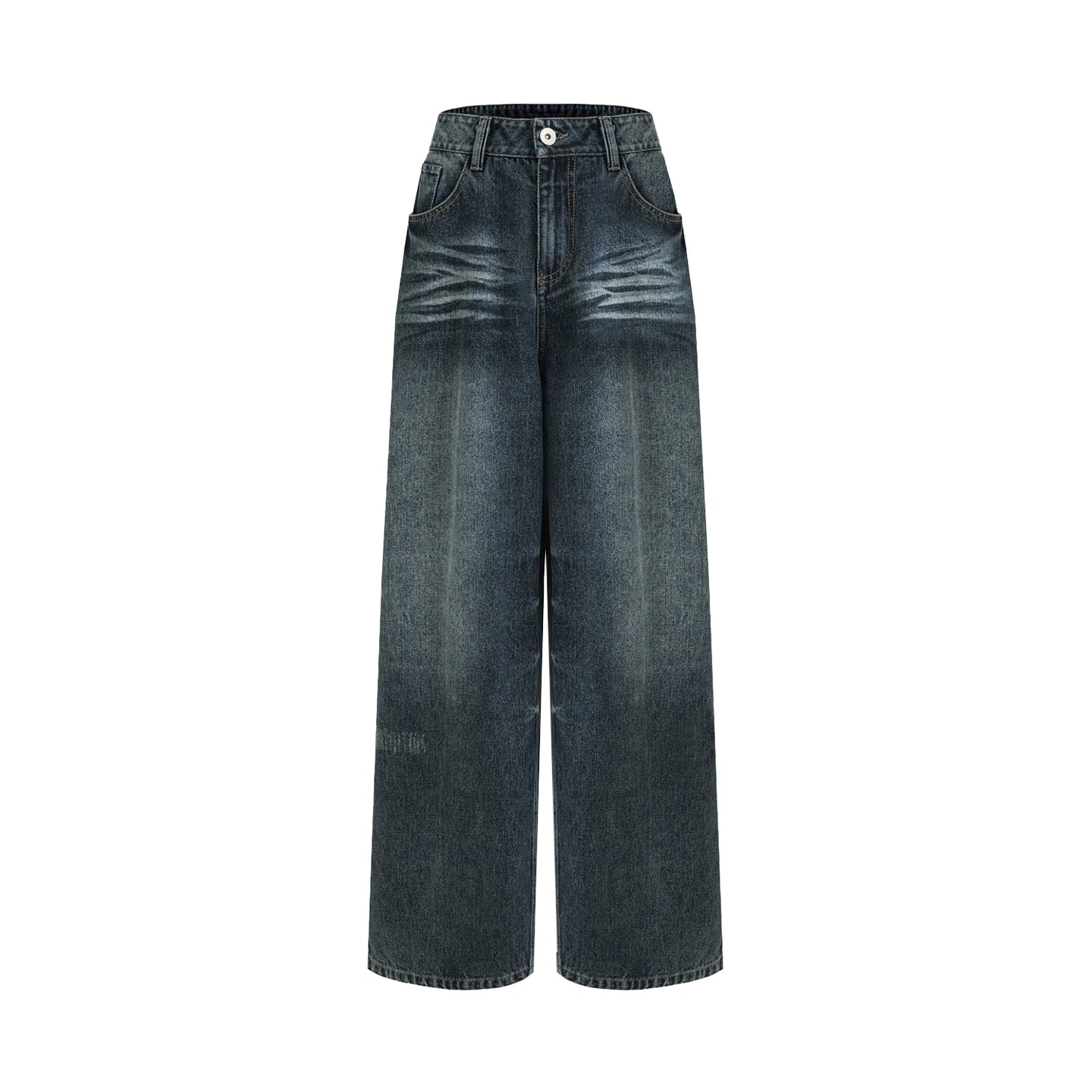 Retro Washed Wide-Leg Jeans