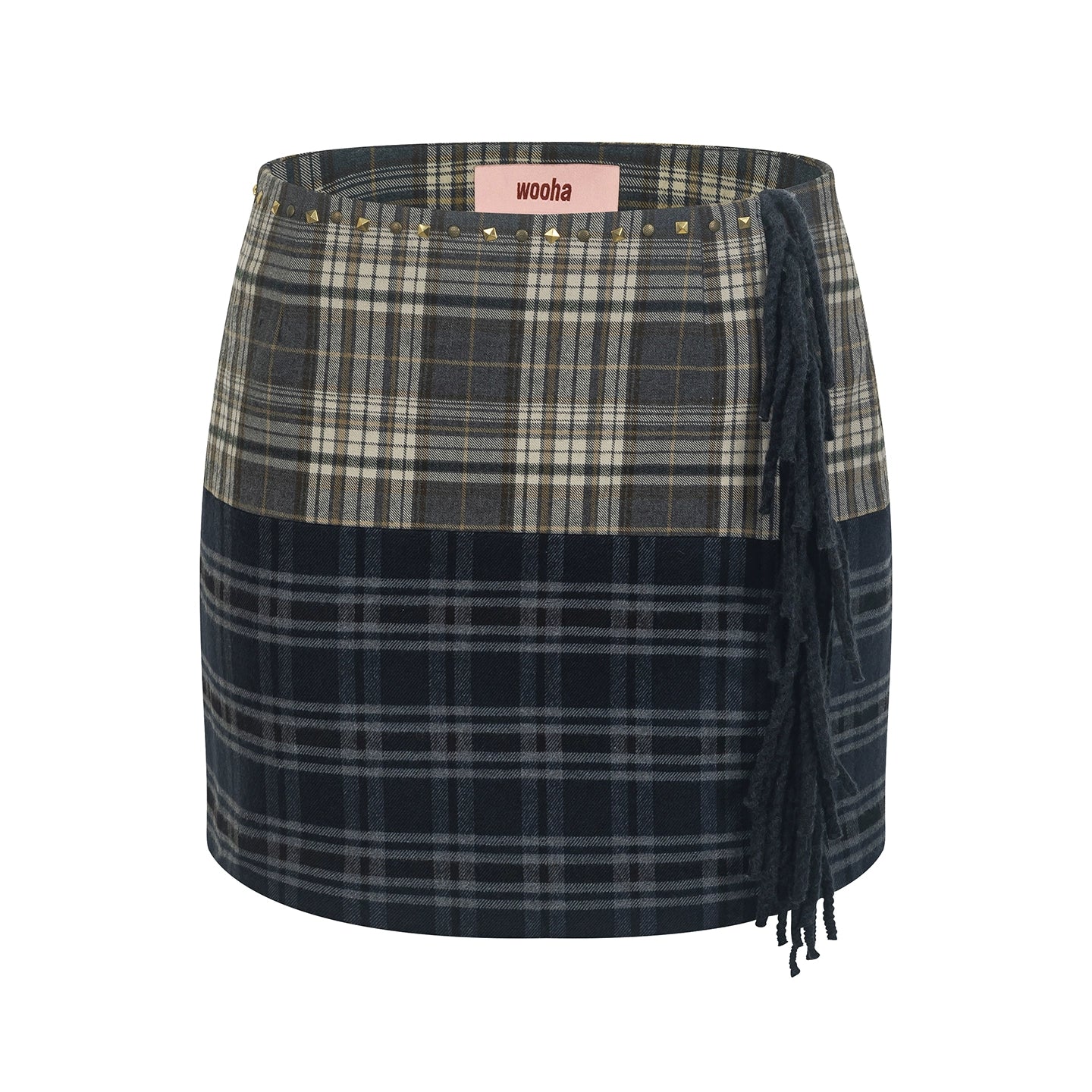 Retro Plaid Spliced Skirt