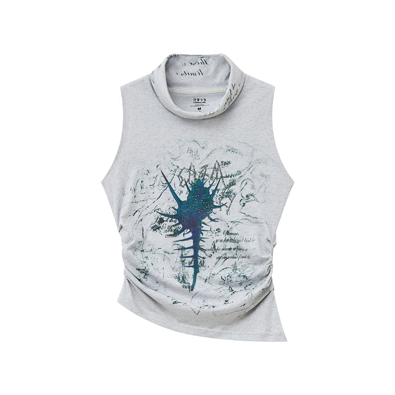 Asymmetrical Pleated Tank Top