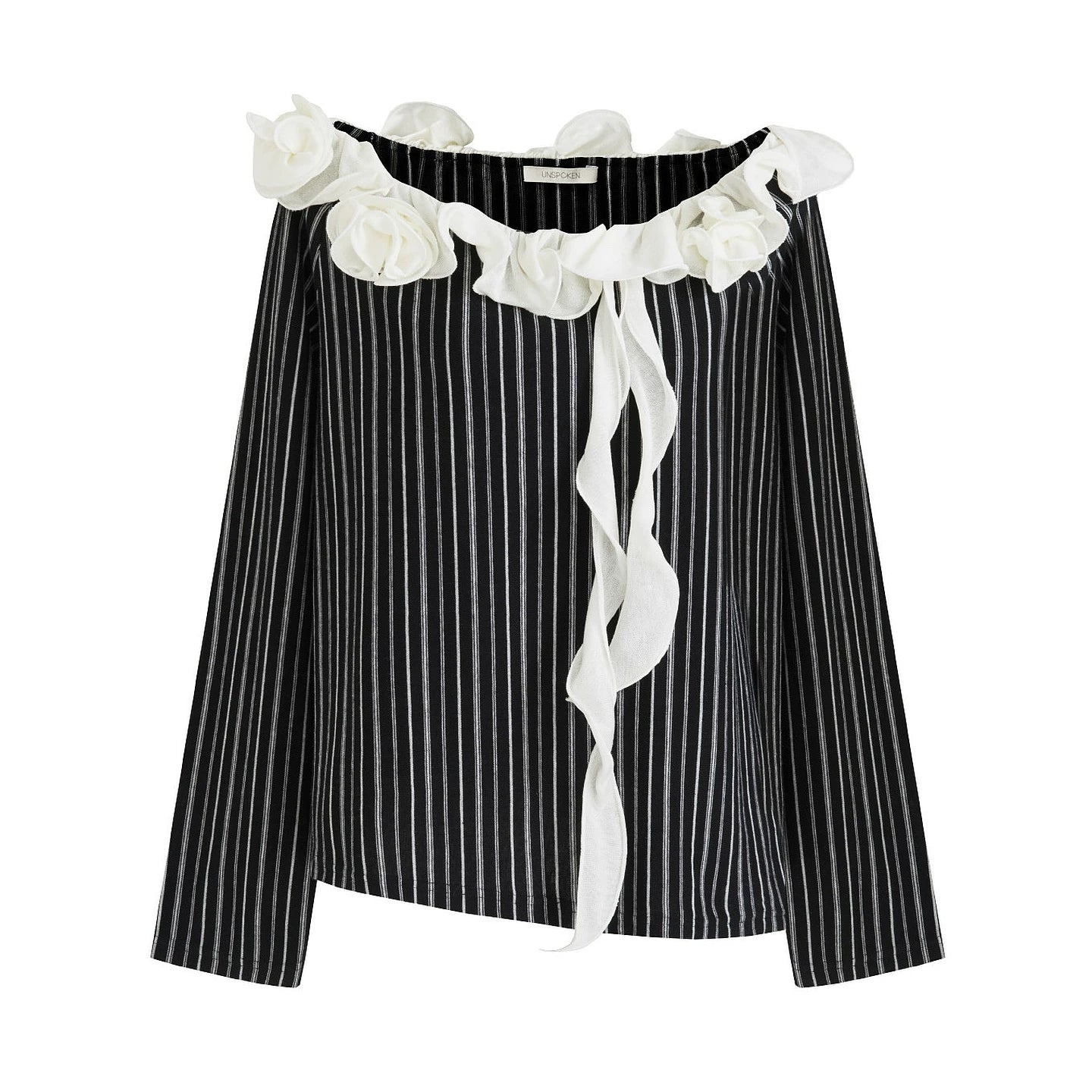 Black and White Striped Off-Shoulder Blouse