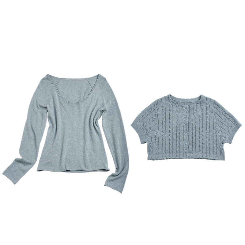 Twisted Pattern Cardigan Set