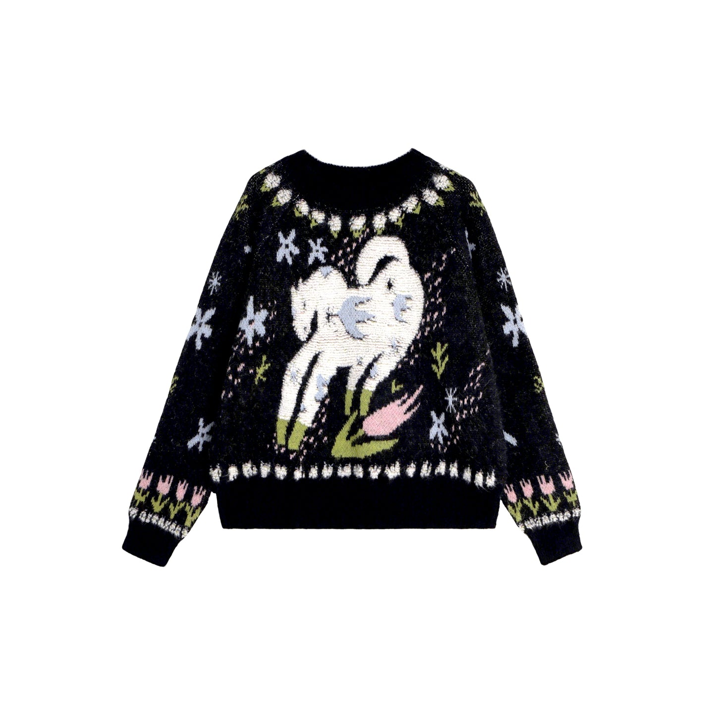 Animal Jacquard Wool Top & Skirt Set-Up