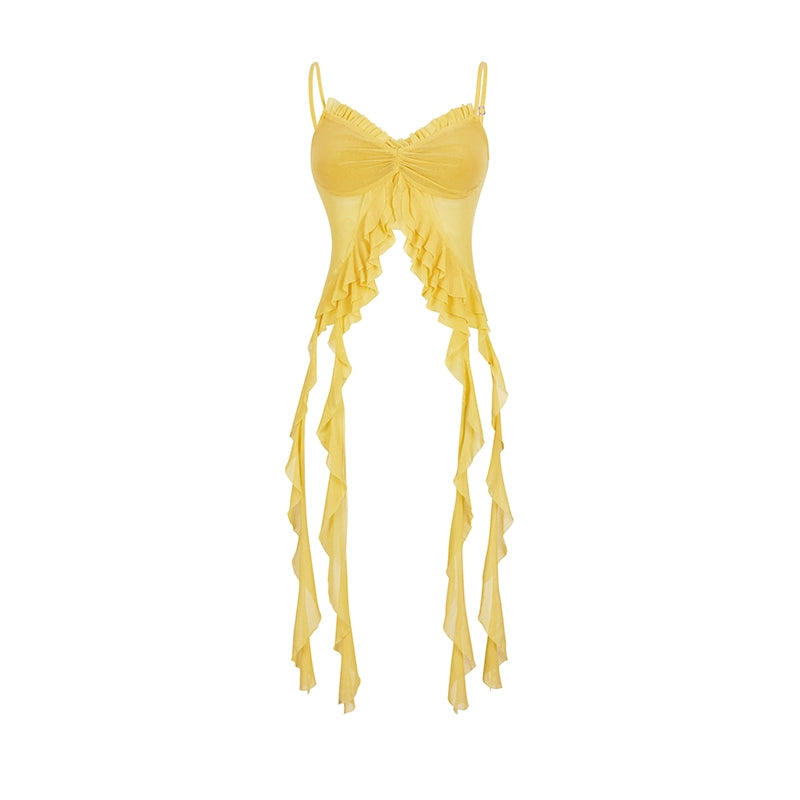 Ruffled Mesh Cami Top