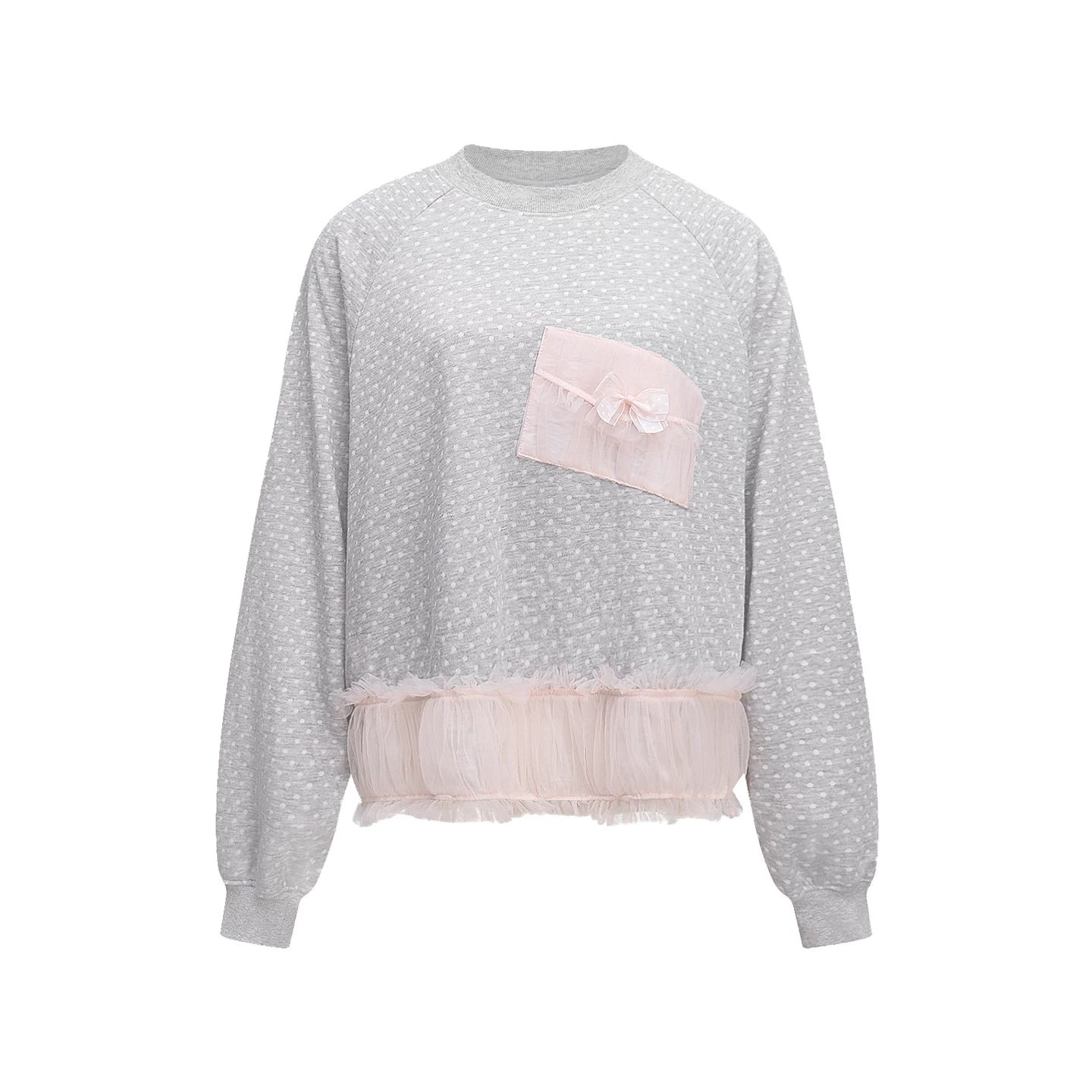 Gepunktetes Spitzen-Sweatshirt