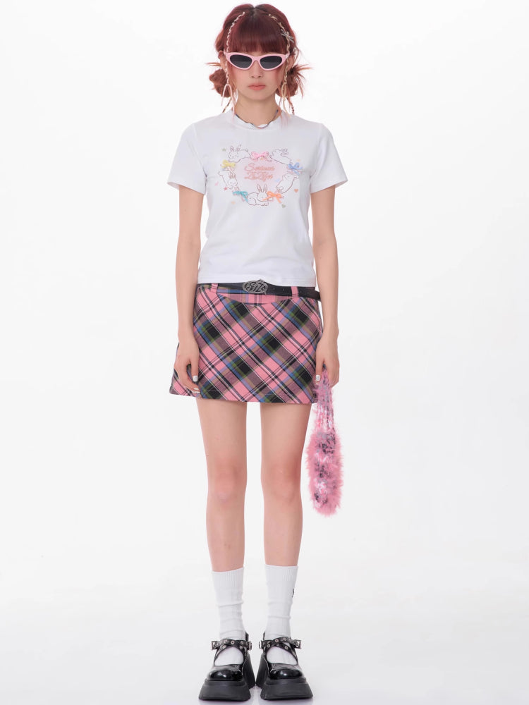 라운드 넥 프린트 반팔 티셔츠