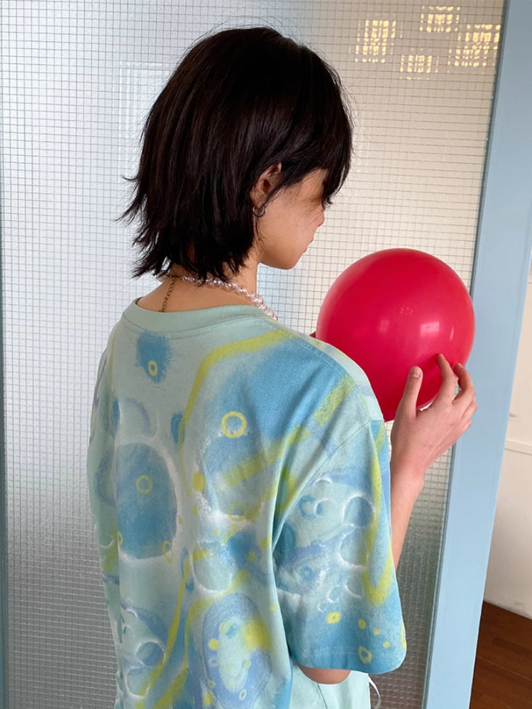 Rundhalsausschnitt Druck Kurzarm T-Shirt