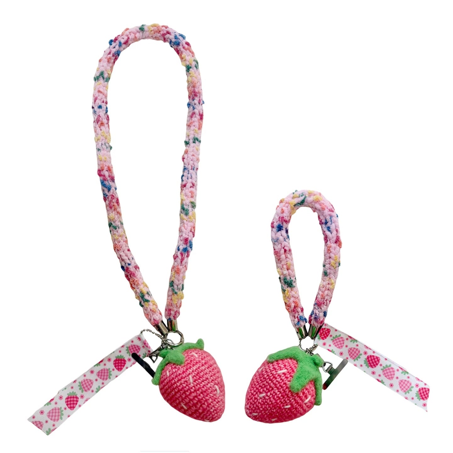 Hand-Knitted Pink Strawberry Strap