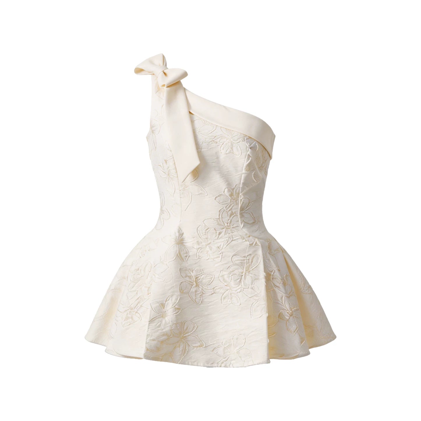 Floral Bow One-Shoulder Dress