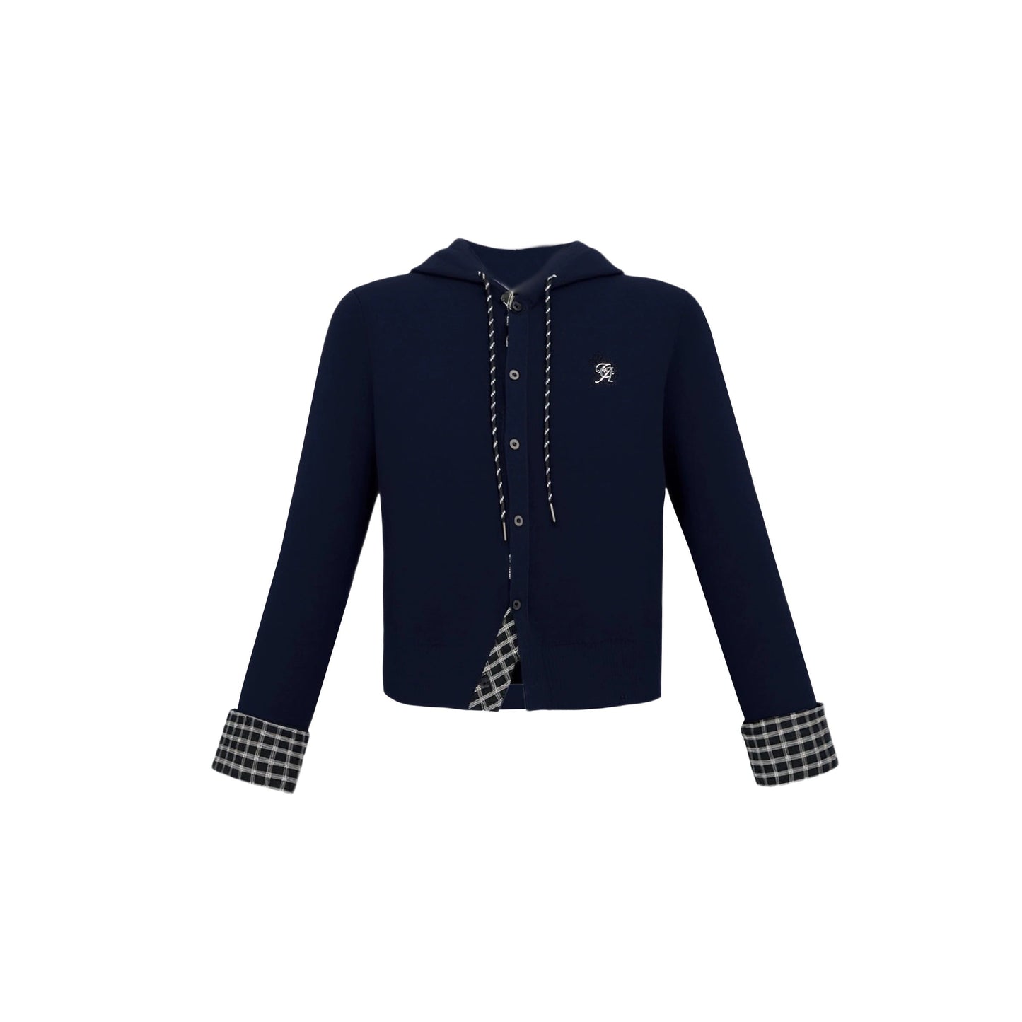 Plaid Patchwork Hooded Top