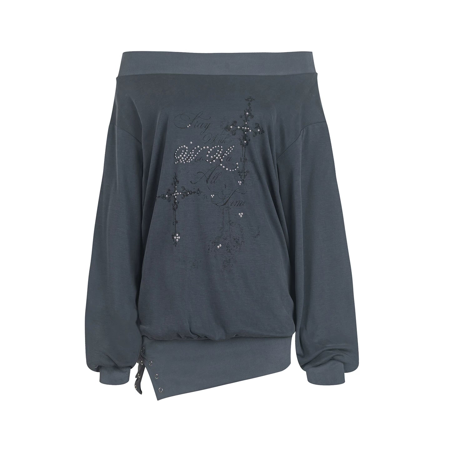 Retro Off-Shoulder Sweatshirt