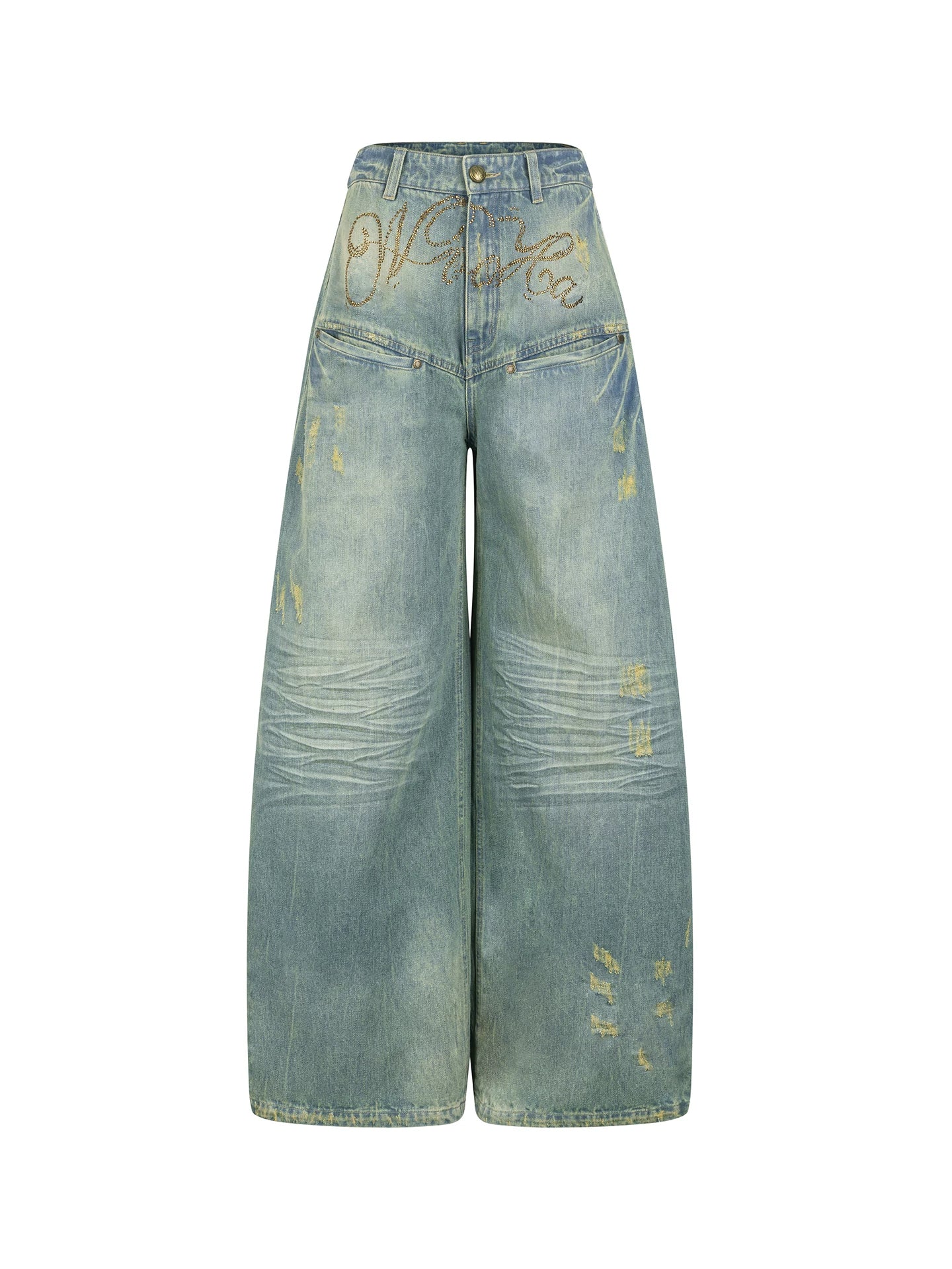 Vintage Washed Rhinestone Jeans