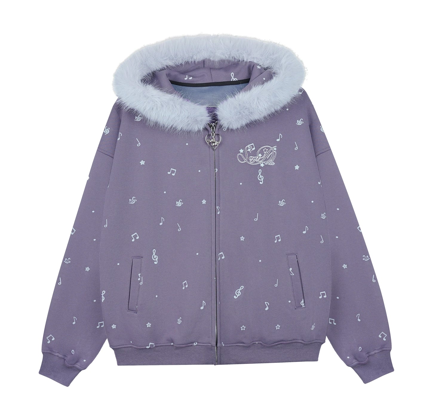 Falling Sweet Purple Fleece Hooded Jacket