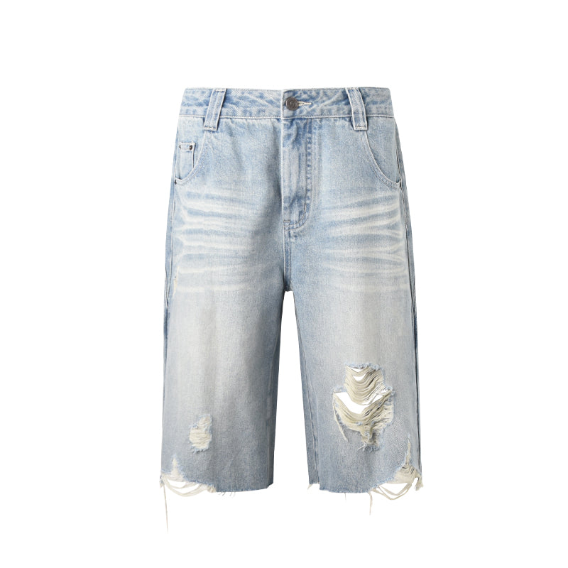 Wide-Leg Denim Culottes Shorts