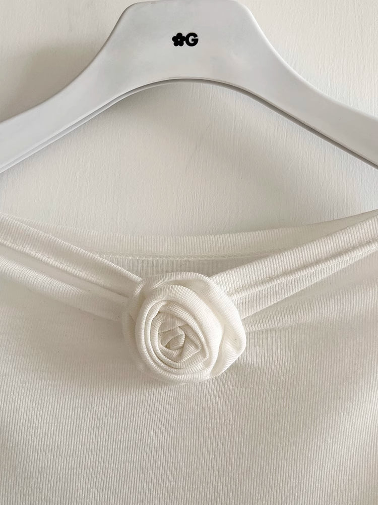 화이트 로즈 롱 슬리브 티셔츠