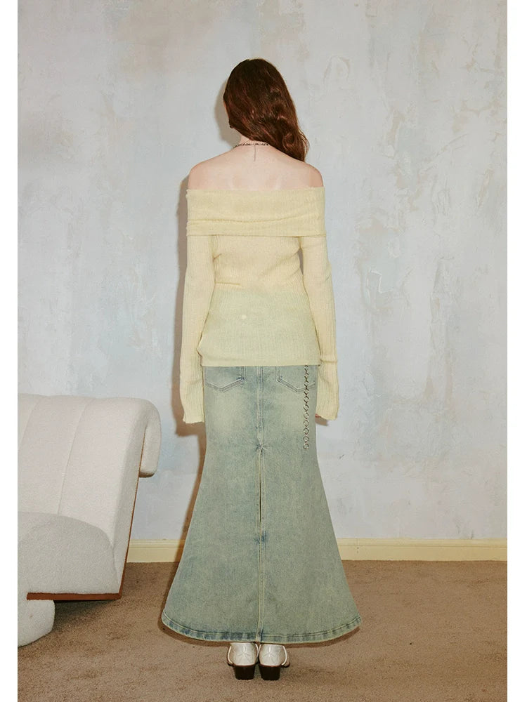 Slim Off-Shoulder-Pullover