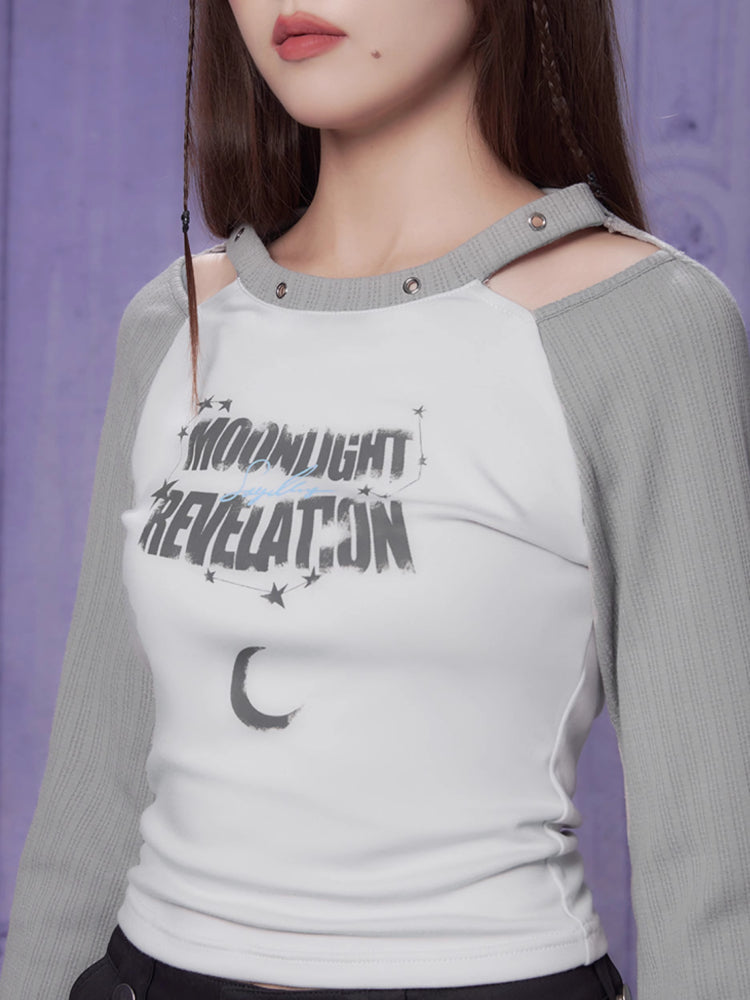 Bedrucktes schlankes Langarm-T-Shirt