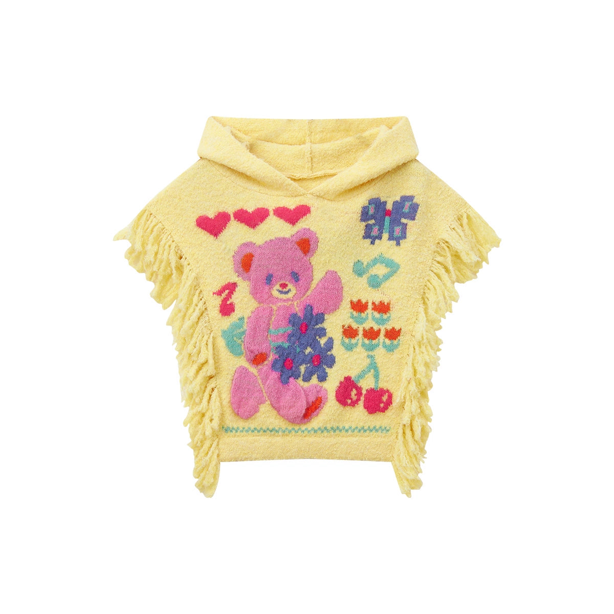 Yellow Bear Hooded Shawl Cape