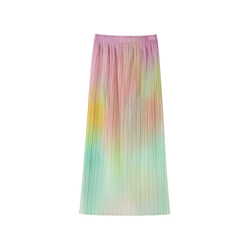 Rainbow Gradient Pleated Vest Set-Up