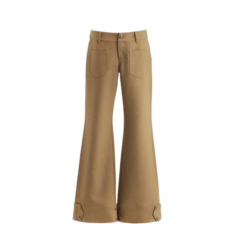 Khaki Tapered Flared Pants