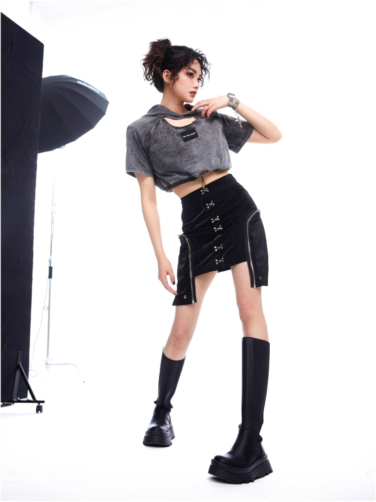 Tailloses Kapuzenkurz-Sweatshirt