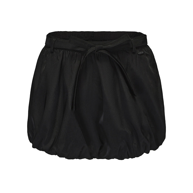 Glossy Bow-Embellished Pumpkin Shorts