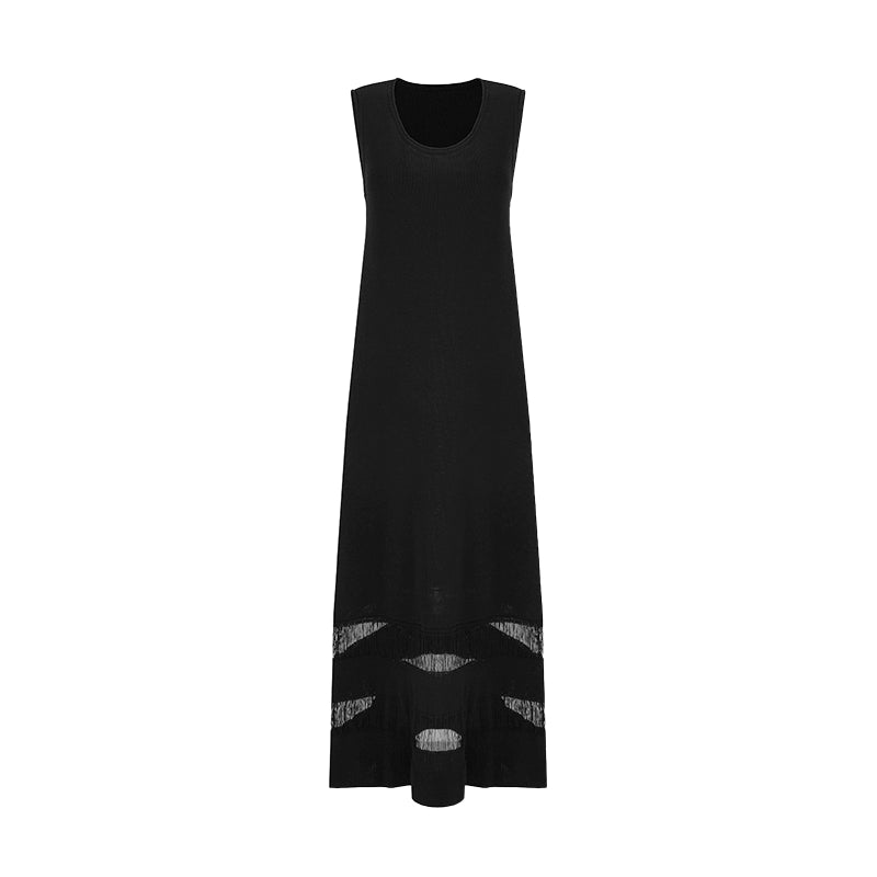 Minimalist U-Neck Tassel Dress